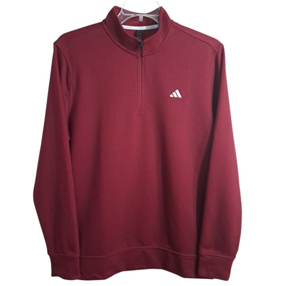 Adidas Men's 1/4 Zip Long Sleeve Sweater Size‎ L Burgundy Athletic Golf